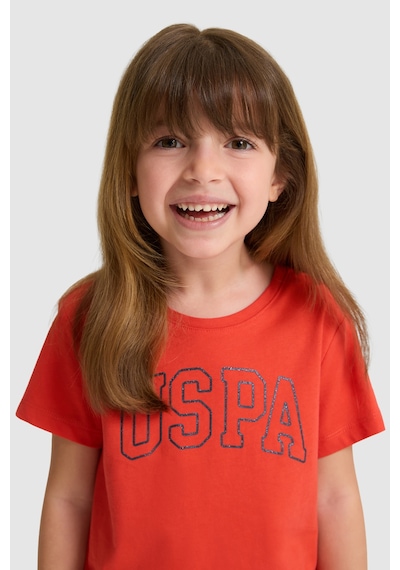 U.s. Polo Assn. Kız Çocuk Kırmızı Tişört Basic 50325631-vr213 Rısk Red