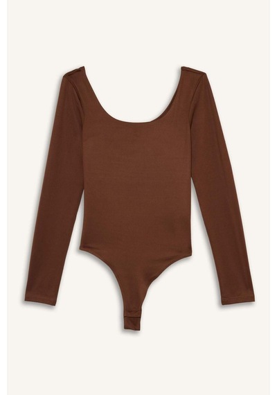 Defacto Kare Yaka Uzun Kollu Çıtçıtlı Body G1403ax25aubn321 Kahve