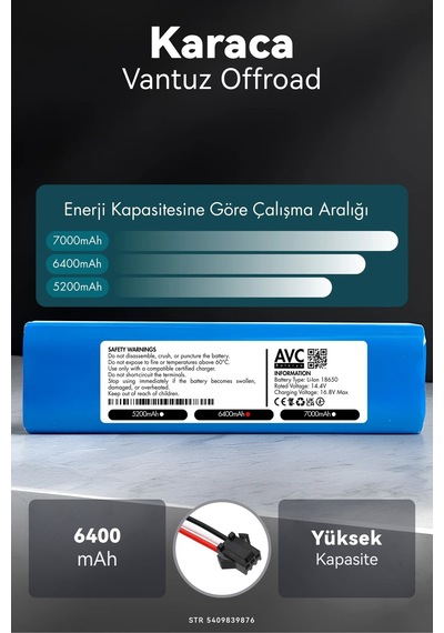 Karaca Vantuz Offroad 6400mah Robot Süpürge Bataryası K.k
