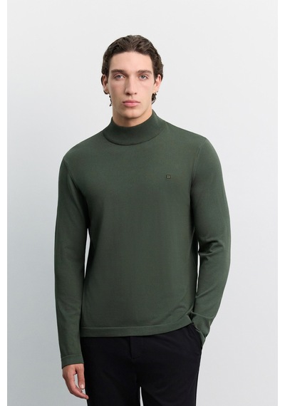 Avva Erkek Haki Yarım Balıkçı Yaka Rayon Tüylenmeyen Basic Regular Fit Triko Kazak B005151