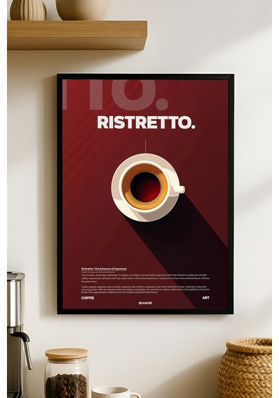 Ristretto Kahve Siyah Ahşap Çerçeveli Poster, Dekoratif Duvar Tablosu