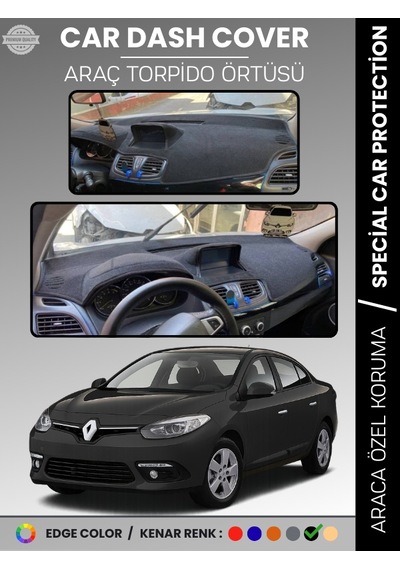 Renault Fluence Navigasyonlu Büyük Ekranlı 2013-2016 Torpido Örtüsü Panel Torpido Koruma Tam Uyum - 558 Stiloto