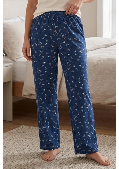 Mataş Kadın Viskon Pijama Altı Rahat Kesim Fiyonk Bağcıklı Bel Lacivert