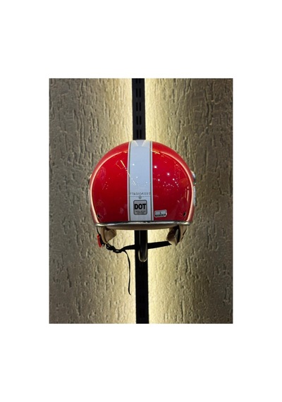 Retro Açık Kask Kırmızı Kırmızı