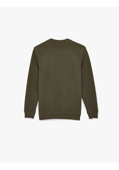 Koton Regular Fit Uzun Kollu Dokulu Bisiklet Yaka Sweatshirt Haki 6sam70010mk Haki