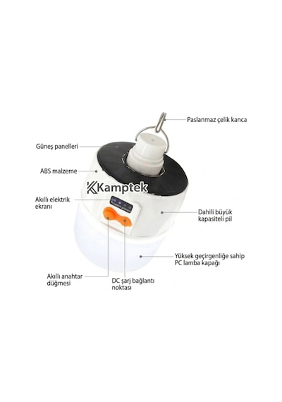 Güneş Enerjili Fonksiyonlu Kamp Doğa Çadır Dış Mekan Lambası 240w Asma Aparatlı Renkli
