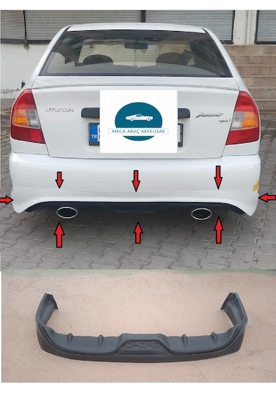 Hyundai Accent Milenyum Arka Tampon Eki Boyasız Ham Siyah Fiberclass