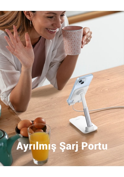 Ugreen Katlanabilir Çok Açılı Yükseklik Ayarlı Telefon Standı, Beyaz, 20434