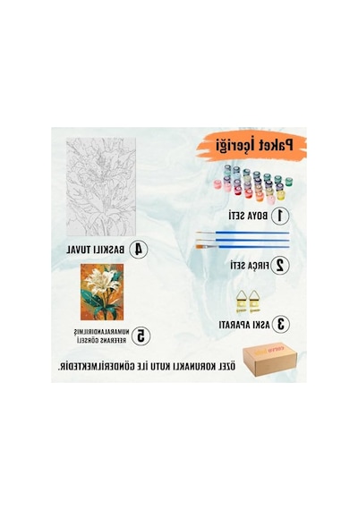 Kendin Yap Sayılarla Boyama Kiti, Yıldızlı Kedi Temalı Tuval 40x50 Cm