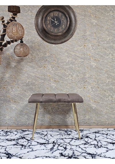 Zafir Gold Sivriltme Ayaklı 60 Cm Puf Bench - Puf - Bench - Oturak - Mutfak Oturağı - Antre Oturağı Kahverengi