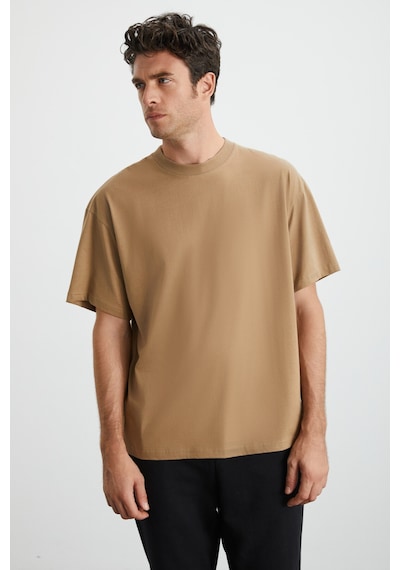 Grımelange Jett Erkek Oversize Fit %100 Organik Pamuk Kalın Dokulu Bisiklet Yakalı Vizon T-shirt Vizon Grımelange Jett Erkek Oversize Fit %100 Organik Pamuk Kalın Dokulu Bisiklet Yakalı Vizon T-shirt Vizon