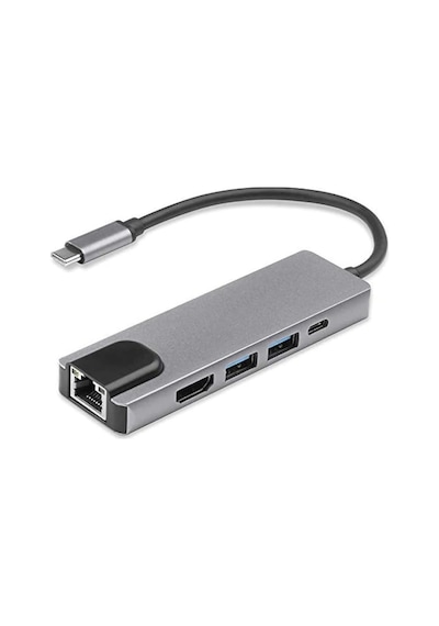 Usb C 5in1 Çoklayıcı Adaptör 4k Hdmı, Gigabit Lan, Usb-c Pd, 2 Usb 3.0 Portlu Type-c Hub Laptop