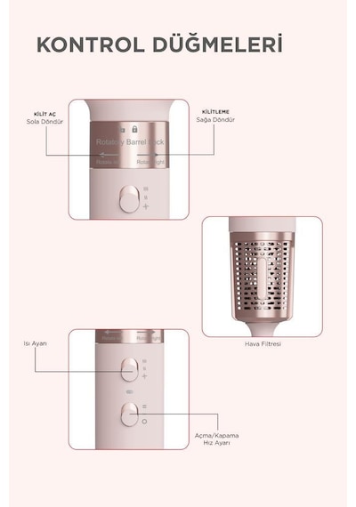 Torima Thd-01 Pembe 7 In 1 Hava Üflemeli Saç Şekillendirici