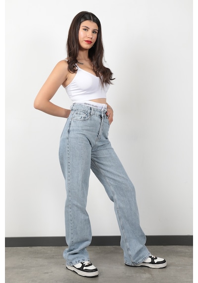 Giysa Jb Beli Lastikli Wide Leg Jean Kar Yıkama