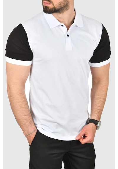 Deepsea Erkek Beyaz Dar Kesim Pamuklu Polo Yaka Tişört Slim Fit Nefes Alan Kıvrılmaz Polo Yaka Tişört 2503022 Beyaz