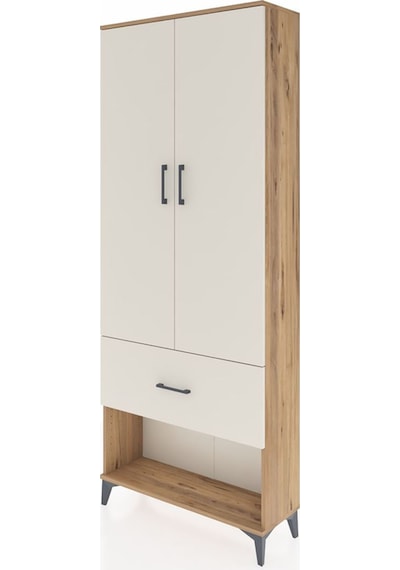 Arges Dolap 3 Raflı Tek Çekmeceli 2 Kapaklı 88x30x221 Çam-aytaşı Çam