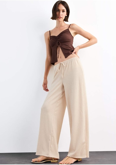 Defacto Relax Fit Normal Bel Düz Paça Bürümcük Pantolon G1101ax25smbg286 Bej