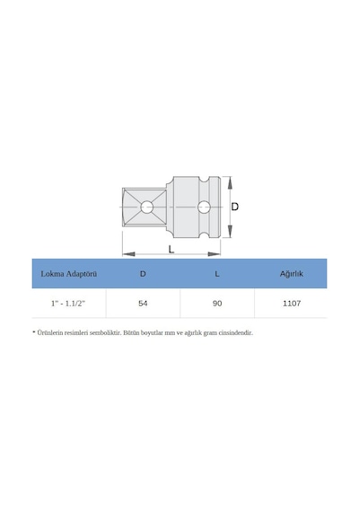 Unior 233.7 1" - 1.1/2" Havalı Lokma Adaptörü 1''
