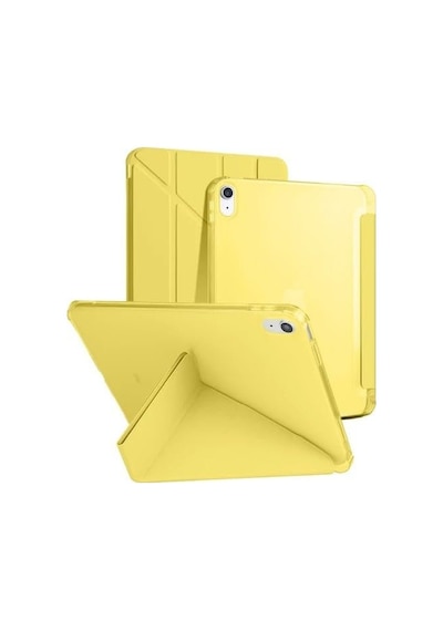 Apple iPad Uyumlu 11. A16 11inç/10. 10.9inç İle Uyumlu Kılıf Kalem Bölmeli Trifolding Case Sarı Sku: Zeusb0g58qj1ky Arka Kapak