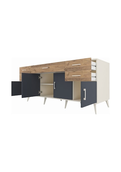 Kronos Konsol Tek Raflı 5 Çekmeceli 4 Kapaklı 176x59x83 Aytaşı-antrasit/çam Antrasit/çam Kronos Konsol Tek Raflı 5 Çekmeceli 4 Kapaklı 176x59x83 Aytaşı-antrasit/çam Antrasit/çam