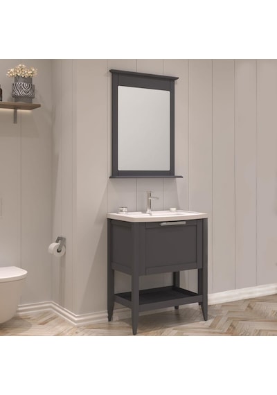 Orka Bastle 65 Cm Mdf Mat Antrasit Banyo Dolabı Takımı Antrasit Orka Bastle 65 Cm Mdf Mat Antrasit Banyo Dolabı Takımı Antrasit