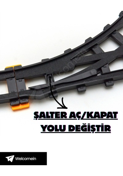 Welcomein 40 Parça Pilli Işıklı 308 Cm Hızlı Tren Seti Şalterli Ve Kavisli Raylı Ağaç Işaretli Oyun Seti