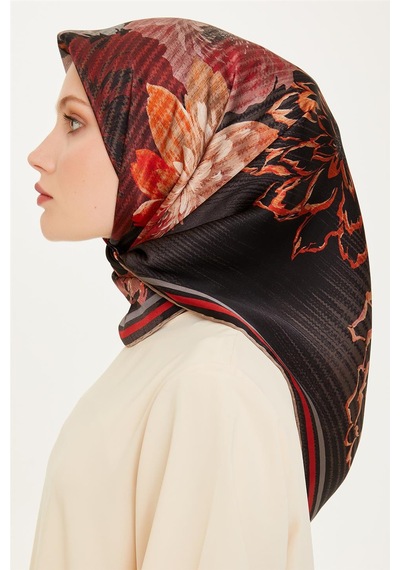 Armine Çiçek Desenli Sura Saf İpek Eşarp 9220d 06 Çok Renkli