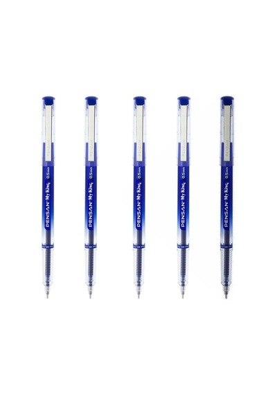 My King İğne Uçlu Metal Klipsli Jel Tükenmez Kalem 0.5 Mm Mavi - 5 Adet Gnsrkfaz914