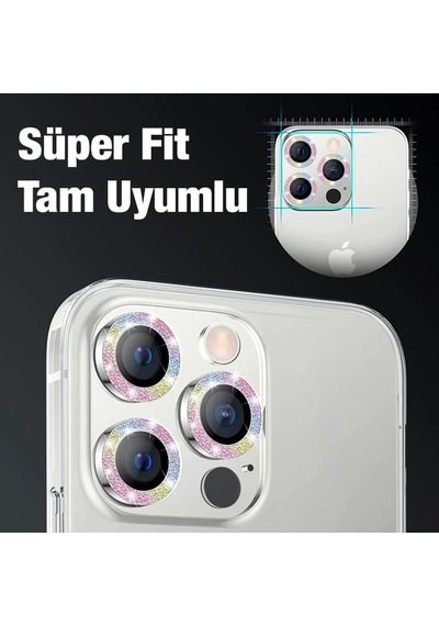 Ally Apple iPhone Uyumlu, 12 Pro Max 3d Metal Çerçeveli Kamera Lens Koruyucu- 5775