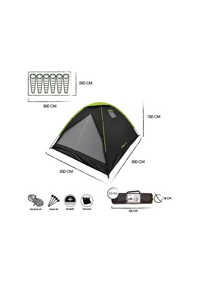 Freelife Monodome First 6 Kişilik Çadır-siyah