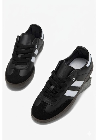Ortopedik Taban Üst Kalite Günlük Sneaker Spor Ayakkabı Siyah - Beyaz