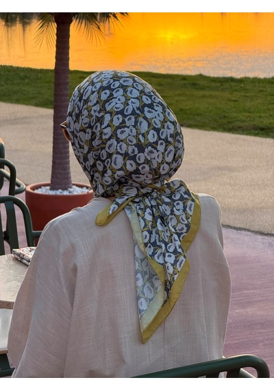 Qalortex Scarf Pamuklu Pera Desen Eşarp - Antrasit
