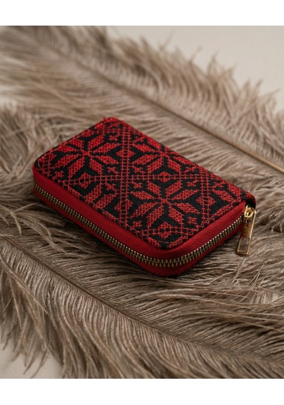 Zaytoon Filistin Geleneksel Kırmızı Nakışlı Tek Fermuarlı Kadın Büyük Cüzdeni 14x9 Cm A100029 Kırmızı
