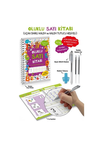 Oluklu Sayı Kitabı / Uçan Sihirli Kalem Ve Kalem Tutucu Hediyeli / 3+