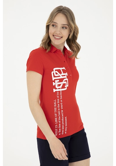 U.S. Polo Assn. Kadın Kırmızı Polo Yaka Tişört 50282889-VR030