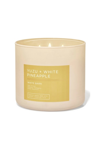 Bath & Body Works Yuzu & White Pineapple Büyük Mum 411 G Çok Renkli