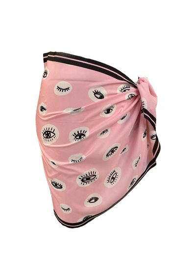 Tarzını Seç Kısa Pareo - Pembe Göz Model 150x50 Cm Çok Renkli