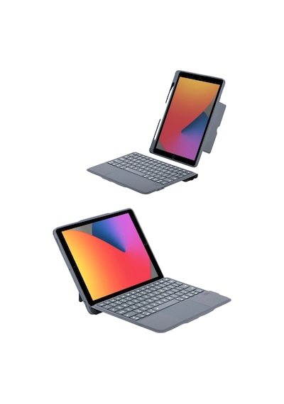 Gld-spt- Newface T5506d Apple Uyumlu iPad 10.2 9.nesil Kılıf Palermo Ledli Klavyeli Standlı Tablet Kılıfı - Siy