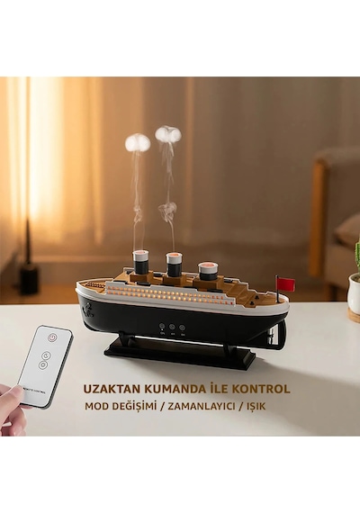 250 Ml Buharlı Gemi Nemlendirici Hava Nemlendirici Buhar Makinesi Aromaterapi Difüzörü Led Işıklı
