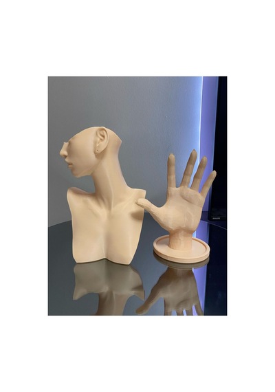 21 Cm Ten Rengi 2'li Dekoratif Takı Organizer Mankeni Standı Set Şık Makyaj Mücevher Kolye Sergi