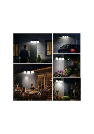Buffer 3'lü 122 Ledli Güneş Enerjili Hareket Sensörlü Aydınlatma, Dış Mekan Duvar Ve Bahçe Lambası
