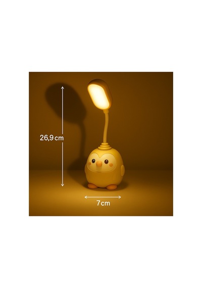Pengulight Led Masa Lambası Sevimli Penguen Tasarım, Ayarlanabilir Başlık, Göz Yormayan Işık Sarı