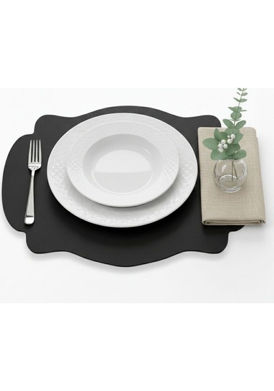 2 Adet Çift Yüz Kenar Dikişli Vizon Deri Amerikan Servis As00120-33x44 Cm Supla Siyah