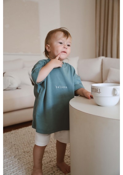 Oh La La Koala Yeşil Bisiklet Yaka Oversize T-shirt Bebek - Çocuk Yeşil