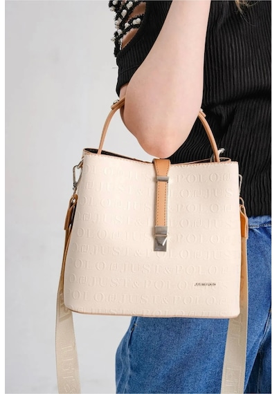 Just Polo Kadın El Ve Omuz Çantası Orta Boy 6011mh Camel - Krem