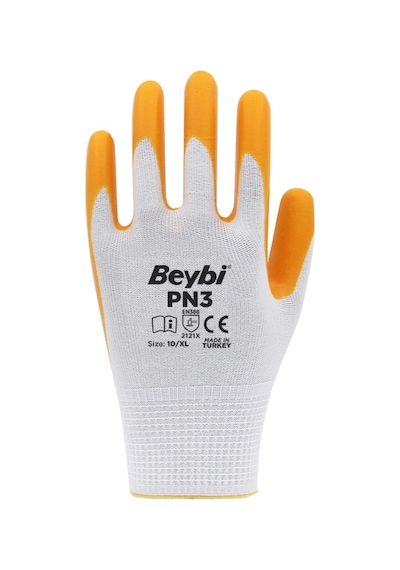 Beybi Pn3 Sarı Polyester Örme Nitril Işçi Eldiveni 12 Çift