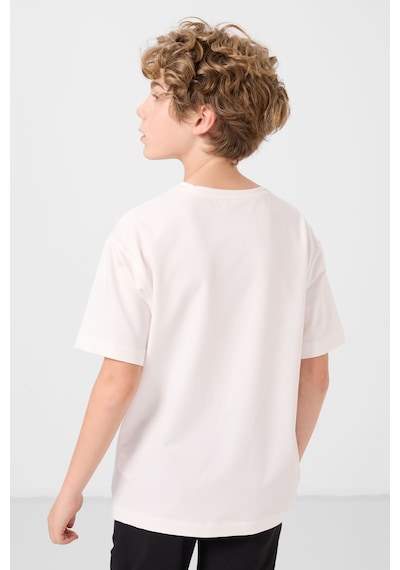 Tommylife Ekru Pamuklu Yumuşak Dokulu Oversize Basic Erkek Çocuk T-shirt - 11297 Ekru