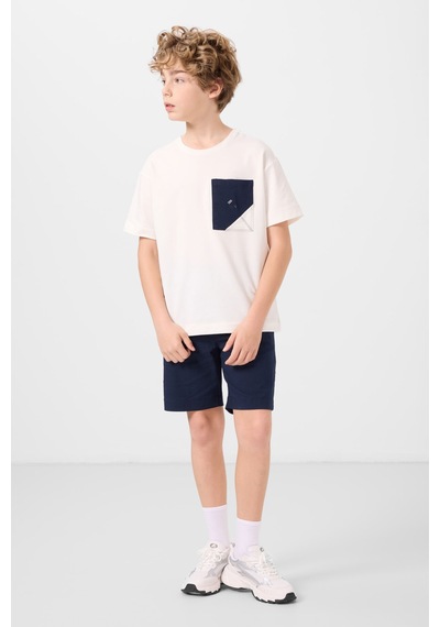 Ekru-lacivert Pamuklu Oversize Fit Dokuma Hafif Esnek Chino Erkek Çocuk Şort Takım - 11278 Ekru Ekru-lacivert Pamuklu Oversize Fit Dokuma Hafif Esnek Chino Erkek Çocuk Şort Takım - 11278 Ekru