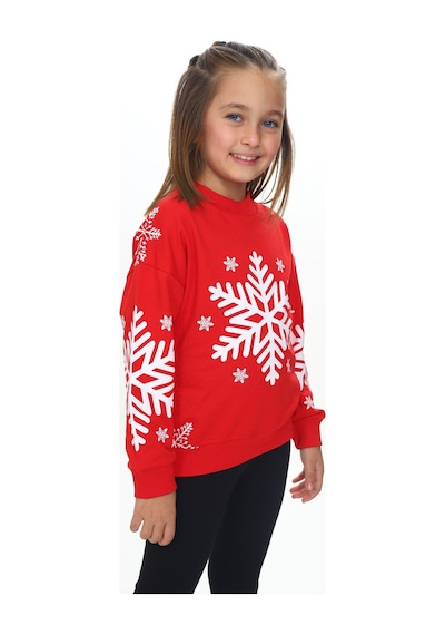 Toontoy Kız Çocuk Relax Fit Bisiklet Yaka Düşük Omuz Baskılı Sweatshirt - 2 İplik Kırmızı Toontoy Kız Çocuk Relax Fit Bisiklet Yaka Düşük Omuz Baskılı Sweatshirt - 2 İplik Kırmızı