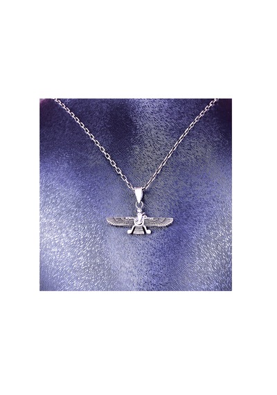 Kambo El Yapımı 925 Ayar Gümüş Faravahar Büyük Boy Kolye - 50 Cm